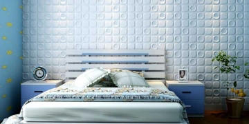 Белые стеновые панели Шашки в спальне