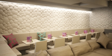 Декоративные стеновые панели Пузыри в интерьере кафе